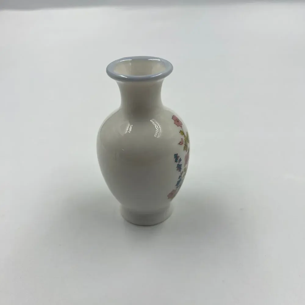 Vintage‎ Otagiri Floral White Bud Vase Mini Pink Blue Yellow Blooms Japan Made
